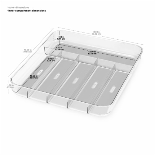 madesmart® Large Soft Grip Silverware Tray - Clear/Gray Perspective: right