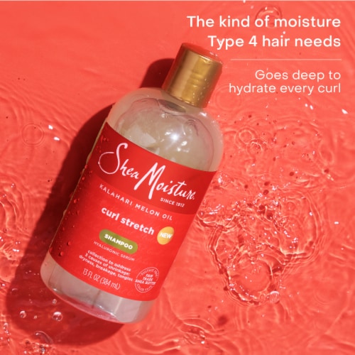 SheaMoisture Kalahari Melon Oil Infused with Hyaluronic Serum, Curl Stretch Shampoo Perspective: right