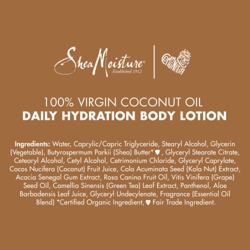 SheaMoisture Daily Hydration 100% Virgin Coconut Oil Body Lotion Moisturizer Perspective: right