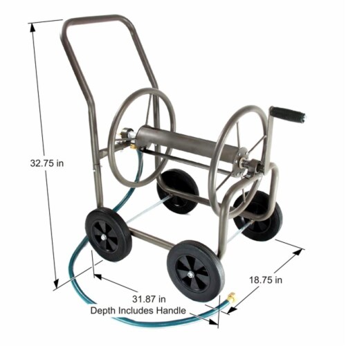 Liberty Garden 890 4 Wheel 200 Foot Lightweight Steel Frame Water Hose Reel Cart Perspective: right