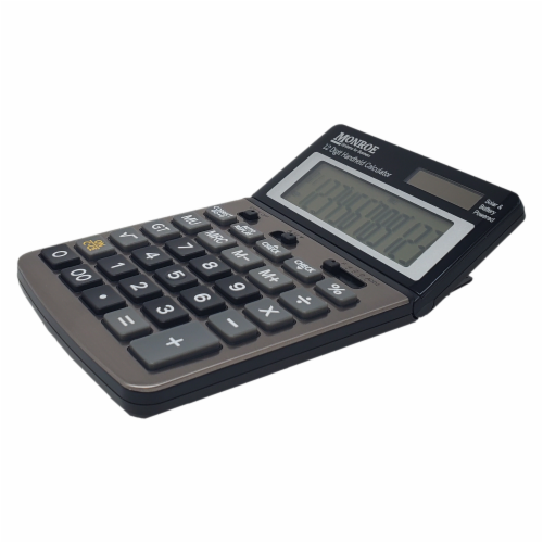 Monroe Handheld 12-Digit Paperless Calculator with Check and Correct Functionality (Black) Perspective: right