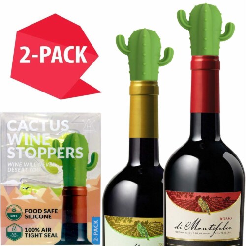 HAWWWY Cactus Bannana Wine Stopper Set - 2 Leak Proof Stoppers Perspective: right