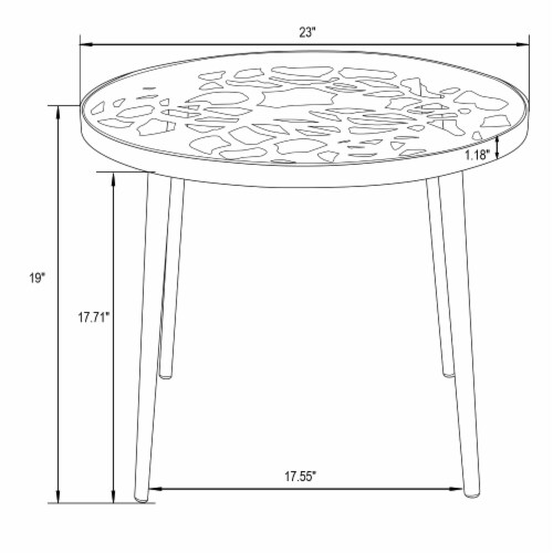 LeisureMod Devon Modern Glass Top Black Aluminum Base Outdoor 23  End Table Perspective: right