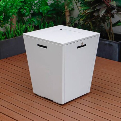 LeisureMod Chelsea Aluminum Patio Modern Propane Fire Pit Side Table Perspective: right
