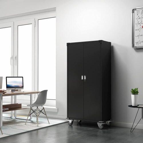 Aobabo 72 Inch Rolling Locking Storage Cabinet with Adjustable Shelves, Black Perspective: right