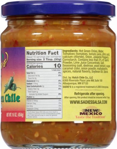 Sadie's® Roasted Hot Green Chile Salsa Perspective: right