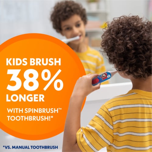 Spinbrush Kids Super Mario Electric Battery Powered Toothbrush Soft Bristles Perspective: right