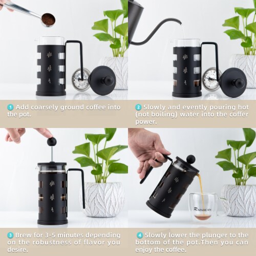 Stainless Steel 4-Cup French Press Coffee Maker with 4 Level Filtration System Perspective: right
