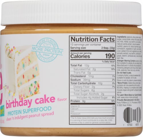 Nuts N More High Protein + Peanut Spread Birthday Cake Perspective: right
