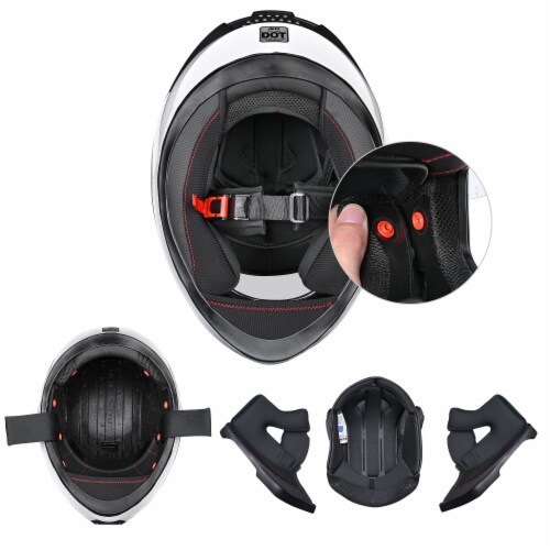 AHR DOT Full Face Motorcycle Helmet Visor Bluetooth Headset Intercom Music XL Perspective: right