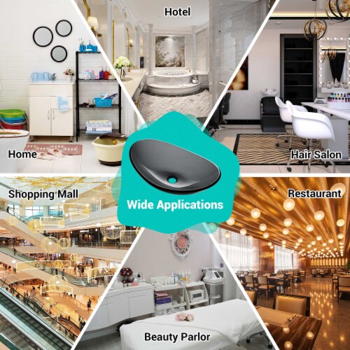 Aquaterior Bathroom Oval Tempered Glass Vessel Sink Counter Top Basin 2 Pack Perspective: right