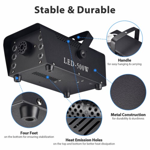 500W Fog Machine Smoke Spray Effect with LED Light for Party Stage Portable Perspective: right