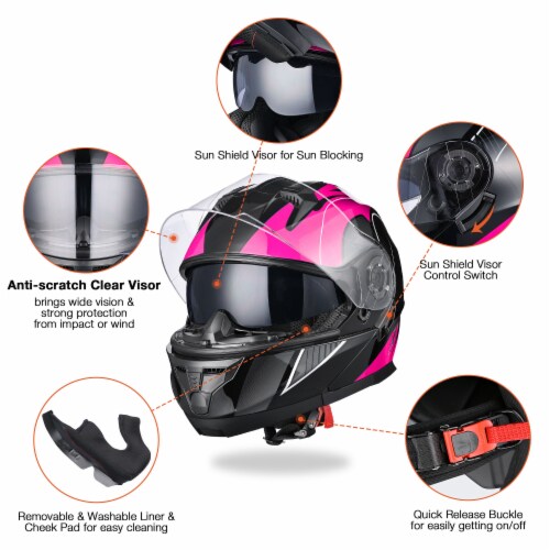 Modular Flip-Up Dual Visor Bluetooth Headset Motorcycle Helmet