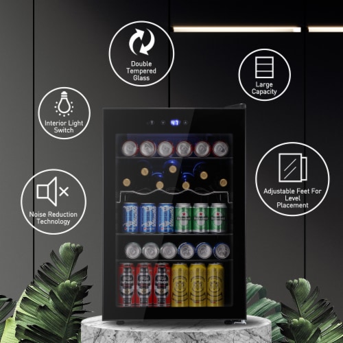 60 Can Beverage Mini Refrigerator with Glass Door