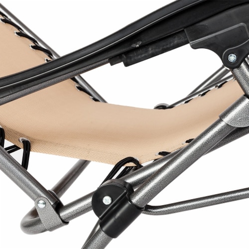 Zero Gravity Lounge Chair with Awning Leisure Chair Khaki Perspective: right