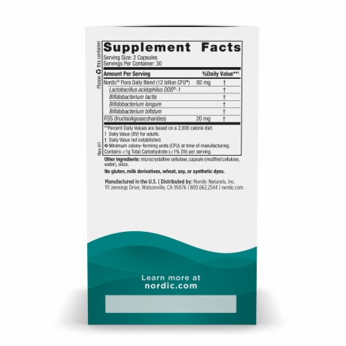 Nordic Naturals Flora Probiotic Daily Capsules Perspective: right