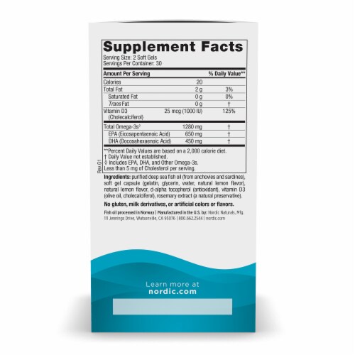 Nordic Naturals® Ultimate Omega-D3 Lemon Soft Gels Perspective: right