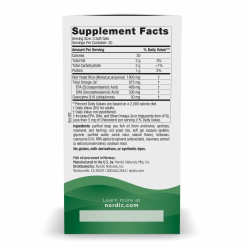 Nordic Naturals® Cholesterol Support Omega Blend with Red Yeast Rice & CoQ10 Perspective: right