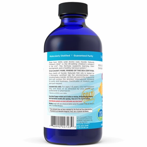 Nordic Naturals Strawberry Flavored Children's DHA Liquid 530mg Perspective: right