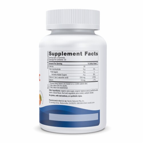Nordic Naturals Tart Tangerine Flavor Vitamin C Gummies Perspective: right