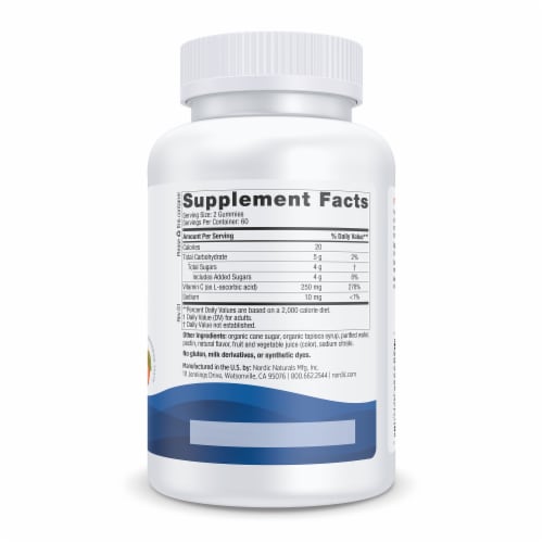Nordic Naturals Tart Tangerine Vitamin C Gummies 250mg Perspective: right