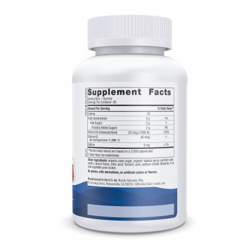 Nordic Naturals Pomegranate Vitamin D3 plus K2 Gummies Perspective: right