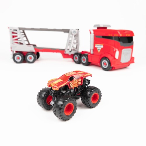 Monster Jam Official 2-in-1 Launch N’ Go Hauler Playset Perspective: right