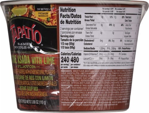 Tapatio® Carne Asada with Lime Flavored Instant Ramen Noodle Soup Mix Perspective: right