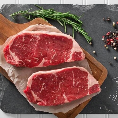 Greensbury Organic Grass-Fed New York Strip (10 Steaks, 10oz each) Perspective: right