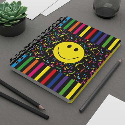Lined Notebook Spiral Colorful Cute Smile College Ruled Notebook for Journaling Perspective: right