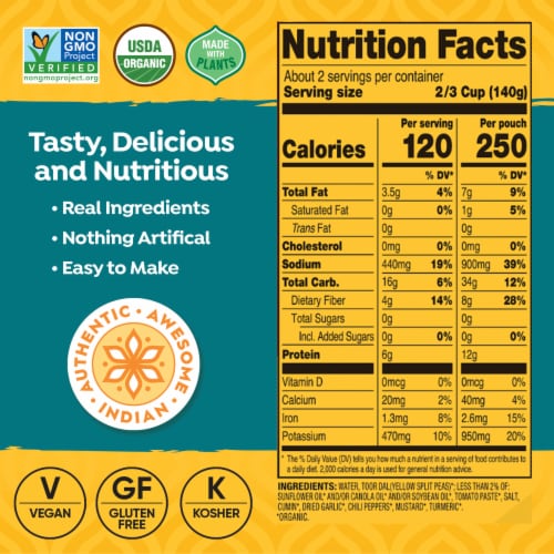 Tasty Bite® Organic Split Pea Turmeric Curry Perspective: right