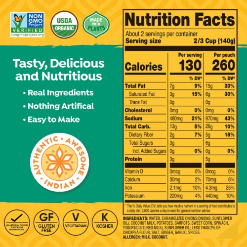 Tasty Bite Vegetable Korma 10oz Creamy vegetable curry Perspective: right