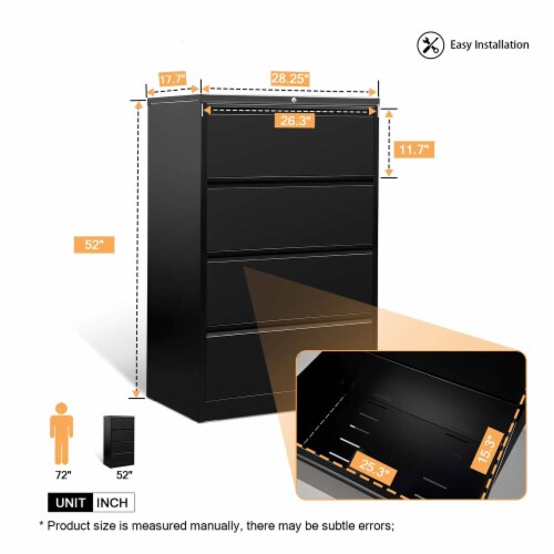 Aobabo 4 Drawer File Cabinet With Lock,Metal Filing Cabinet Office Home For Legal Letter Size Assembly Required White