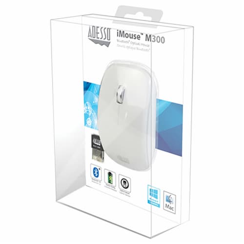Adesso IMOUSE M300W Bluetooth Wireless Optical Mouse White Perspective: right