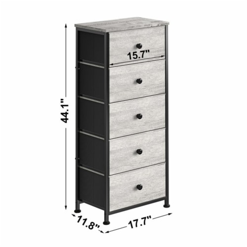 REAHOME Vertical Narrow Metal Tower Dresser w 5 Fabric Drawer