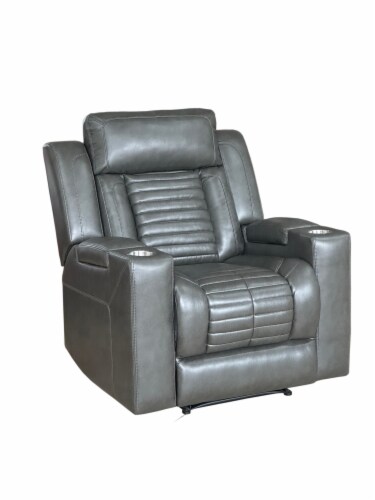 Emerald Home Furnishings Charcoal Manual Recliner Perspective: right