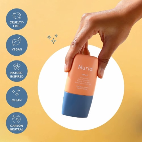 Nuria Defend Matte Finish Moisturizer SPF 30, Mineral Sunscreen Moisturizer with Peach Perspective: right