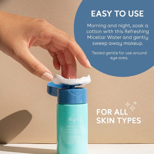 Nuria - Hydrate Refreshing Micellar Water, No-Rinse Makeup Remover Water with Sage Leaf Oil, Perspective: right