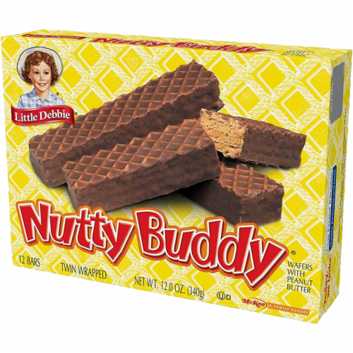 Little Debbie Nutty Buddy Bars, 6 Boxes, 72 Twin Wrapped Wafer Cookies with Peanut Butter Perspective: right