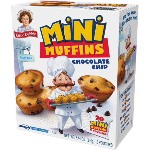Little Debbie Chocolate Chip Mini Muffins, 8 Boxes, 40 Travel Pouches of Bite Size Muffins Perspective: right