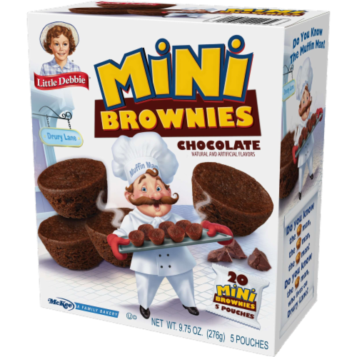 Little Debbie Mini Brownies, 6 Boxes, 30 Travel Pouches of Bite Size Chocolate Brownies Perspective: right