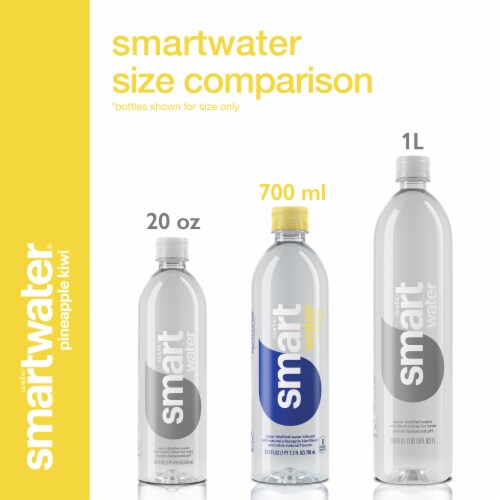 Smartwater® Vapor Distilled Electrolyte Pineapple Kiwi Flavored Bottled Water Perspective: right