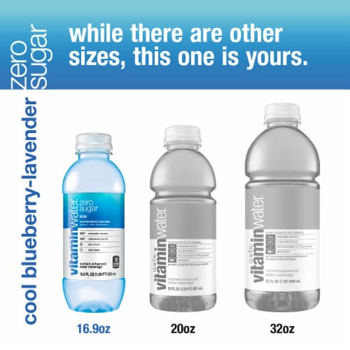 Vitaminwater® Zero Electrolyte Enhanced Ice Blueberry Lavender Flavored Bottled Water Perspective: right