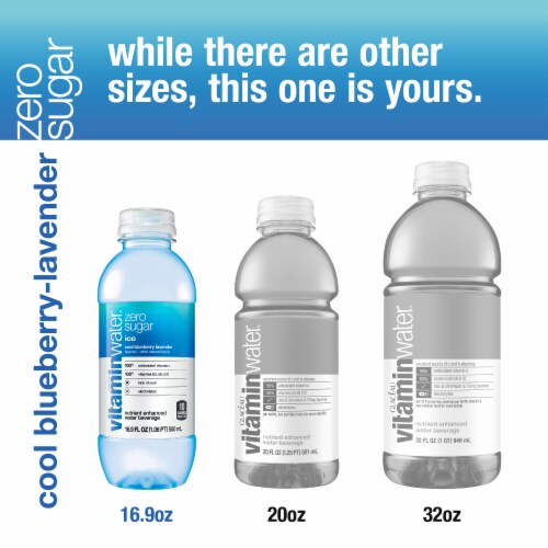 Vitaminwater® Zero Electrolyte Enhanced Ice Blueberry Lavender Flavored Bottled Water Perspective: right