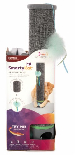 SmartyKat Playful Post Carpet Cat Scratching Post with Track Toy Base Perspective: right