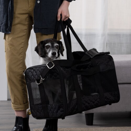 Sherpa Original Deluxe Lattice Stitch Travel Pet Carrier Airline Approved Black Medium Medium City Market