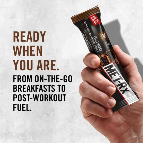 MET-Rx® Big 100 Salted Caramel Brownie Crunch Protein Bars Perspective: right