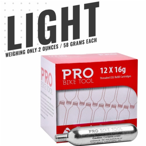 PRO BIKE TOOL 16g Threaded 12 Pack CO2 Cartridges Perspective: right