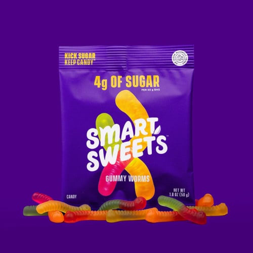 Smart Sweets Gummy Worms with Low Sugar (4g), Low Calorie, (Pack of 1) Perspective: right