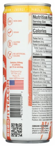FitTea™ Zero Sugar Peach Mango Energy Drink Can Perspective: right